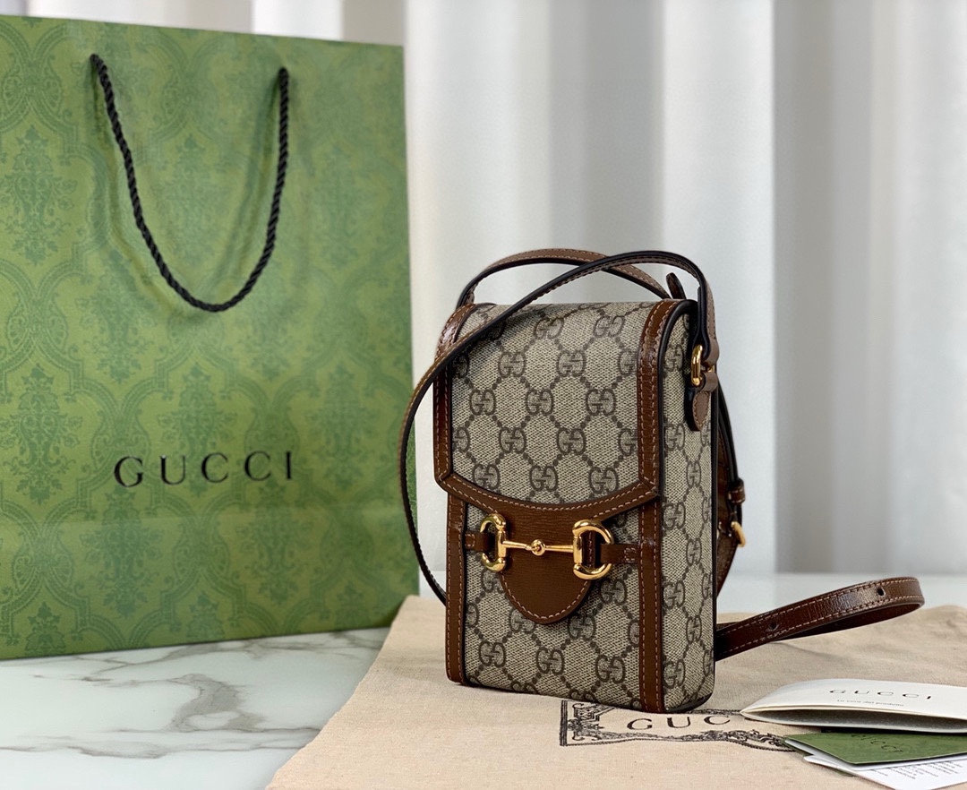 Gucci Horsebit 1955 Mini Phone Pouch 625615 (New GG with Adjustable Strap)