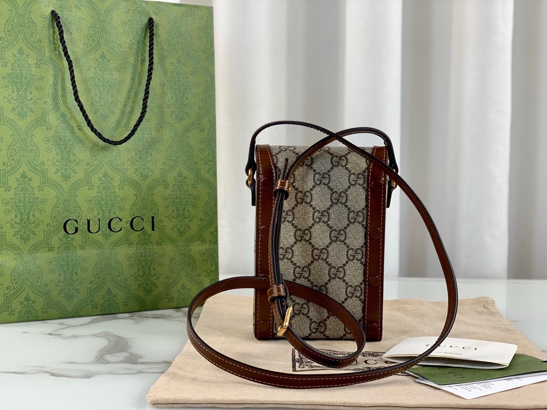 Gucci Horsebit 1955 Mini Phone Pouch 625615 (New GG with Adjustable Strap)