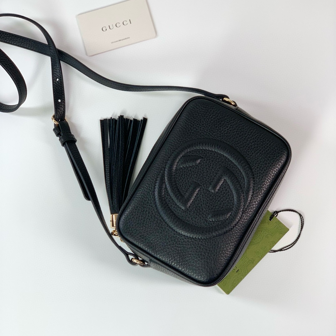 Gucci Black Leather Bag 308364 (New Collection, Authentic Quality)