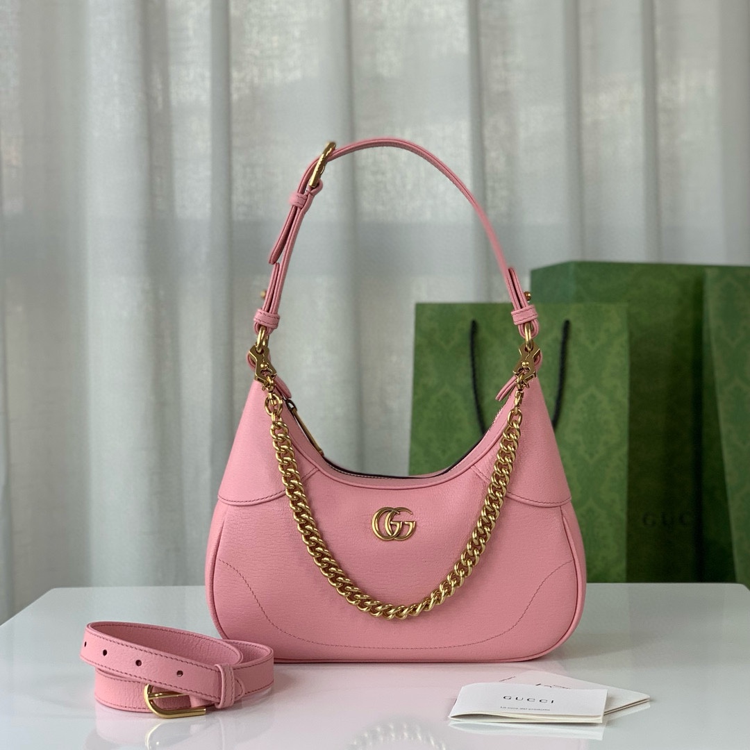 Gucci Aphrodite Small Crescent Shoulder Bag 731817 (Pink Goat Leather)