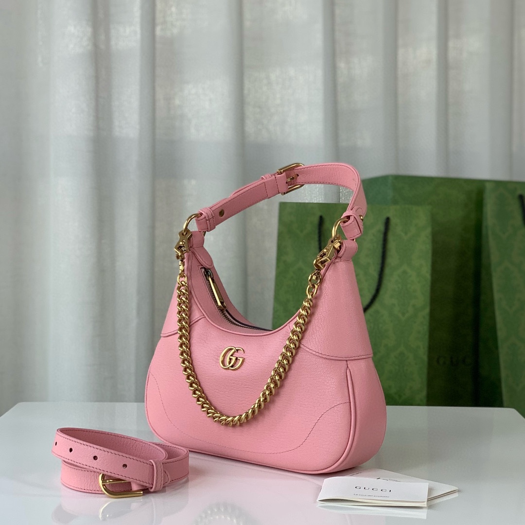 Gucci Aphrodite Small Crescent Shoulder Bag 731817 (Pink Goat Leather)