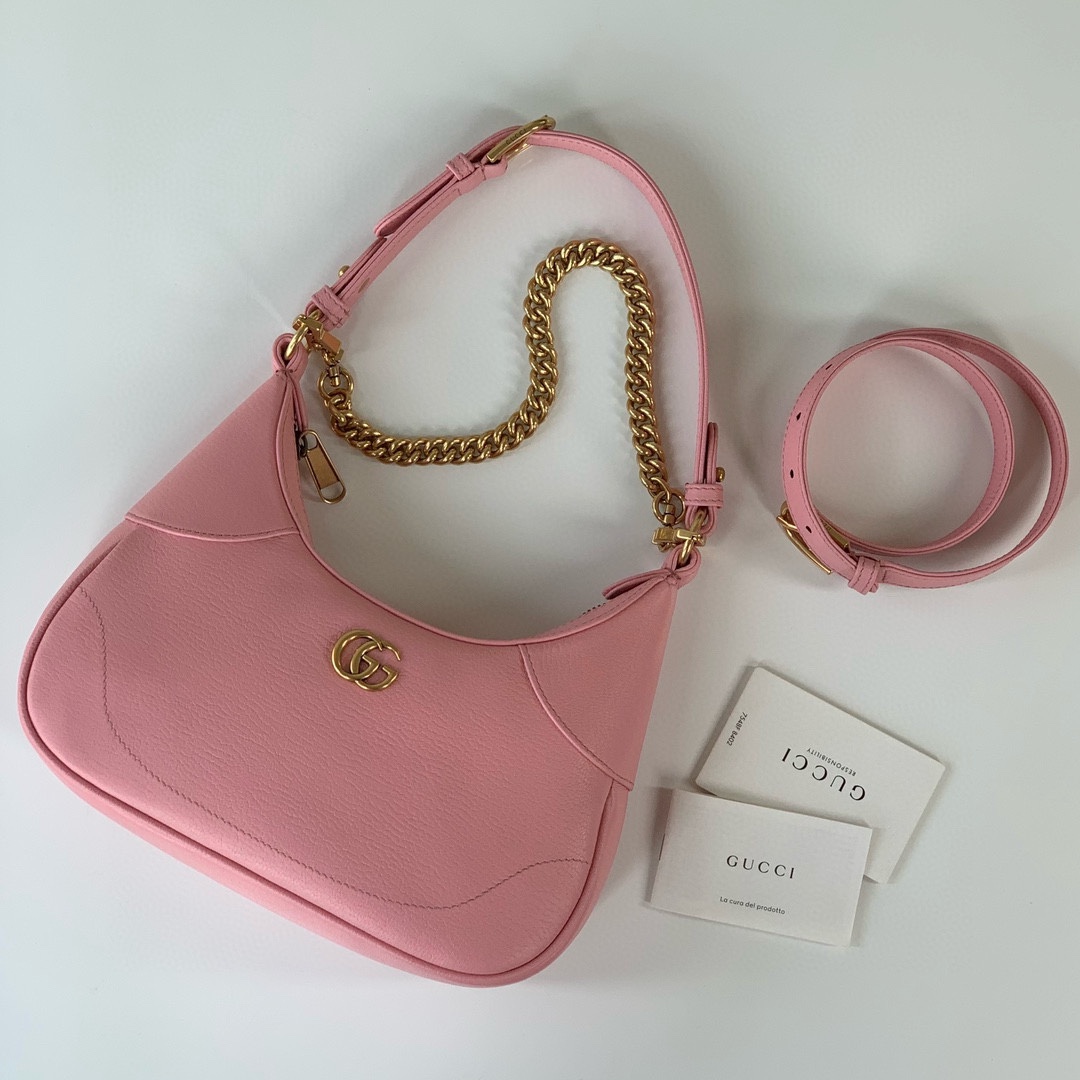 Gucci Aphrodite Small Crescent Shoulder Bag 731817 (Pink Goat Leather)