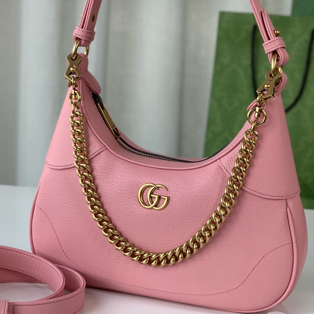 Gucci Aphrodite Small Crescent Shoulder Bag 731817 (Pink Goat Leather)