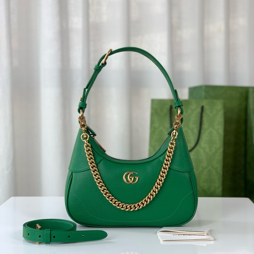 Gucci Aphrodite Small Crescent Shoulder Bag 731817 (Green Goat Leather)