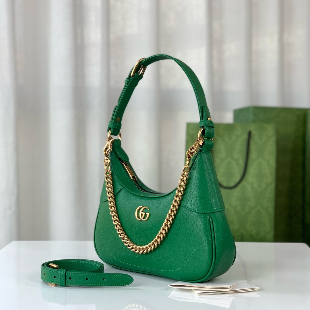 Gucci Aphrodite Small Crescent Shoulder Bag 731817 (Green Goat Leather)