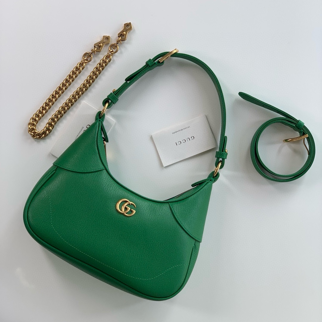 Gucci Aphrodite Small Crescent Shoulder Bag 731817 (Green Goat Leather)