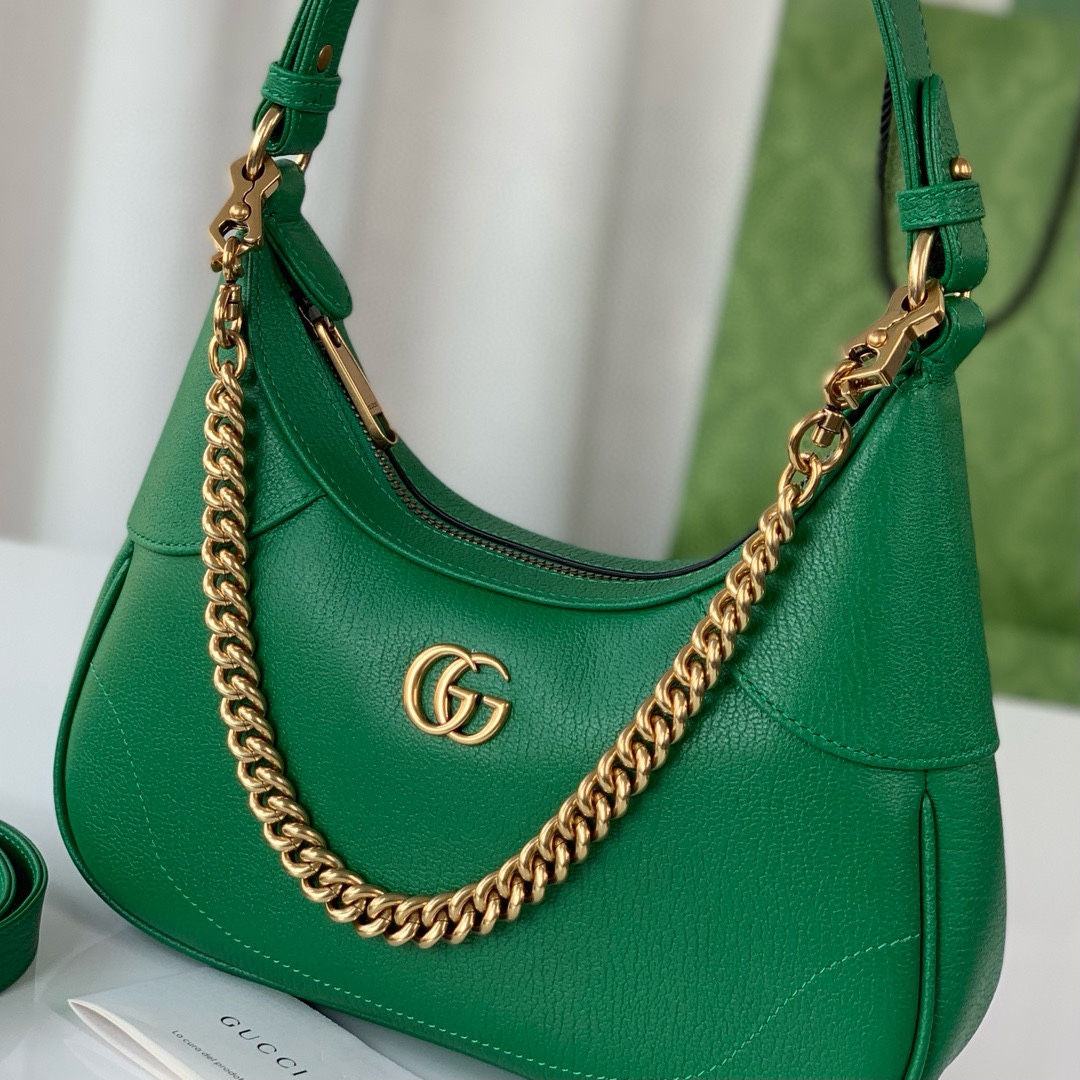 Gucci Aphrodite Small Crescent Shoulder Bag 731817 (Green Goat Leather)