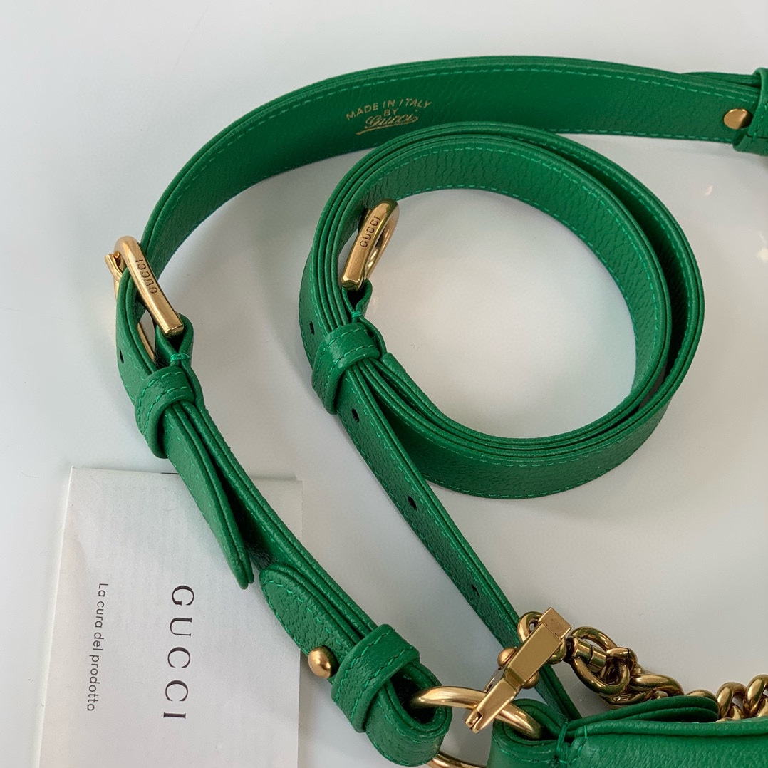 Gucci Aphrodite Small Crescent Shoulder Bag 731817 (Green Goat Leather)