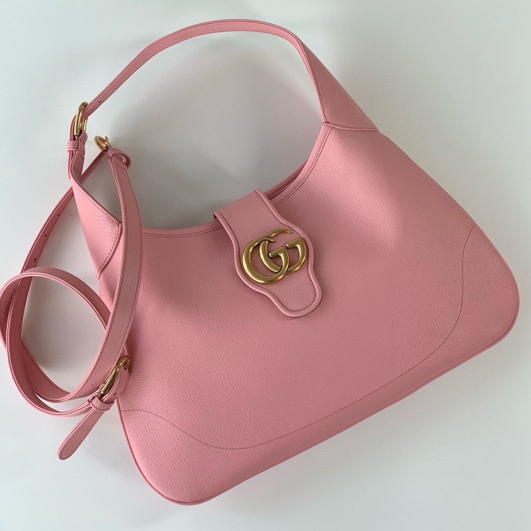 Gucci Aphrodite Medium Crescent Shoulder Bag 726274 (Pink Goat Leather)