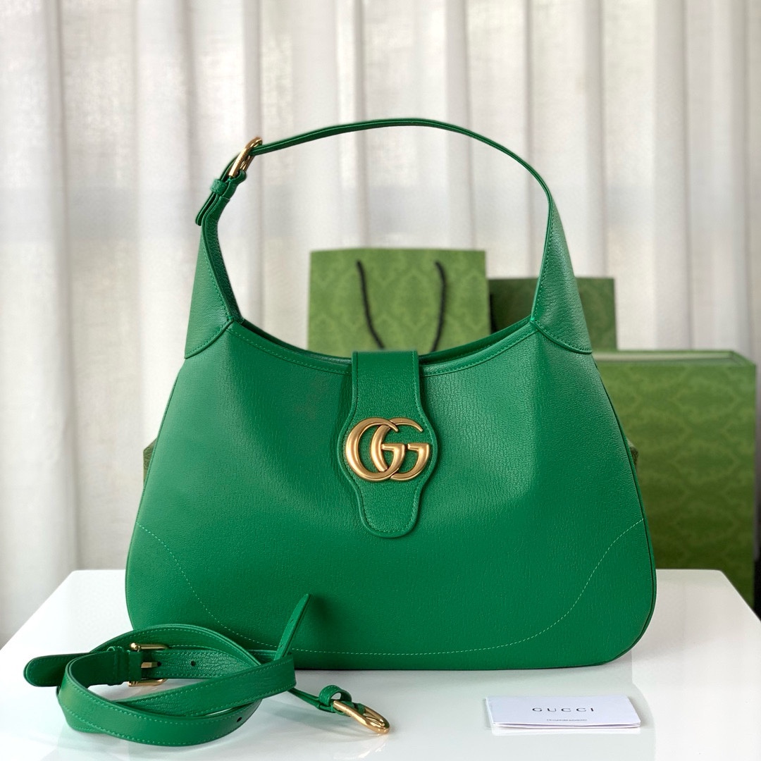 Gucci Aphrodite Medium Crescent Shoulder Bag 726274 (Green Goat Leather)