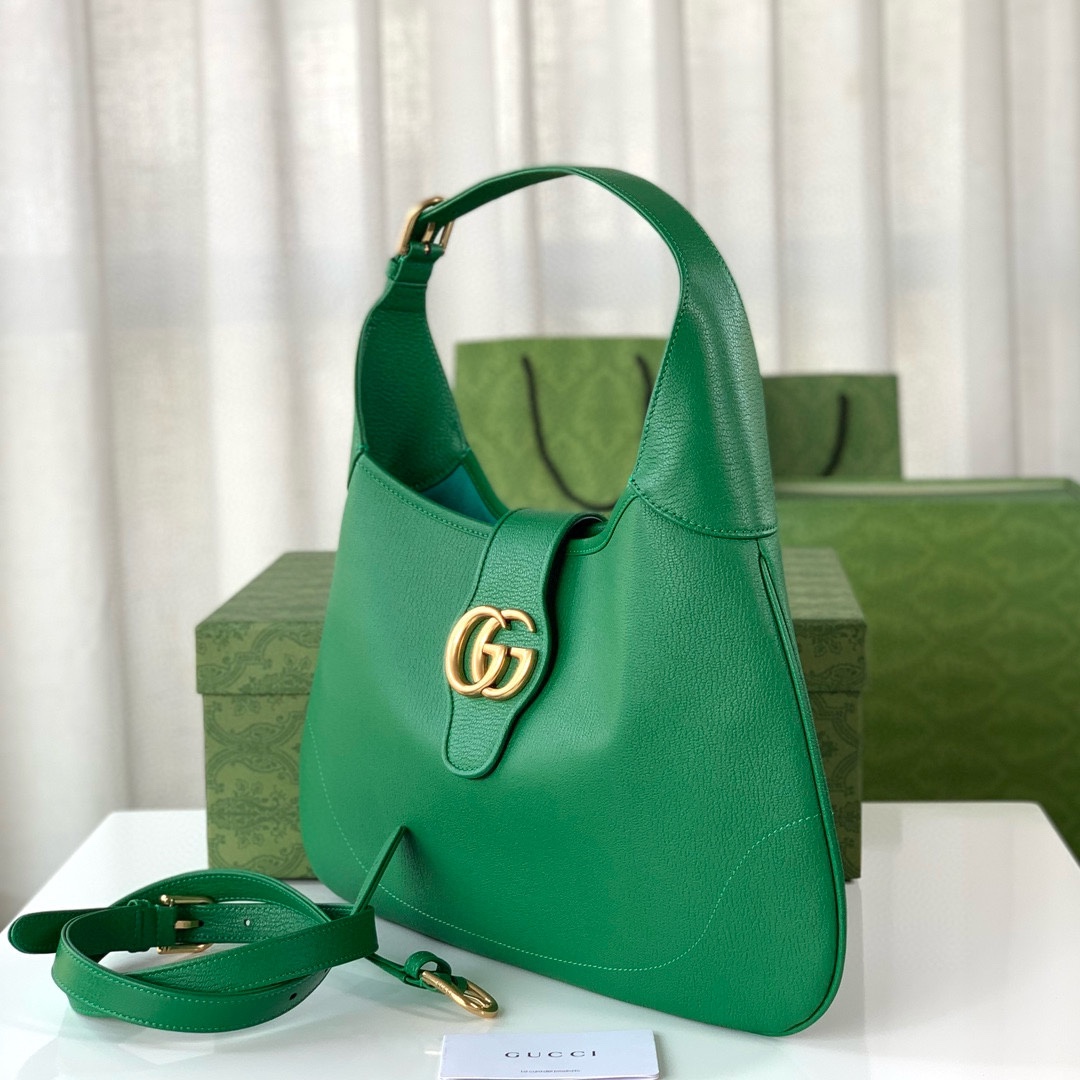 Gucci Aphrodite Medium Crescent Shoulder Bag 726274 (Green Goat Leather)