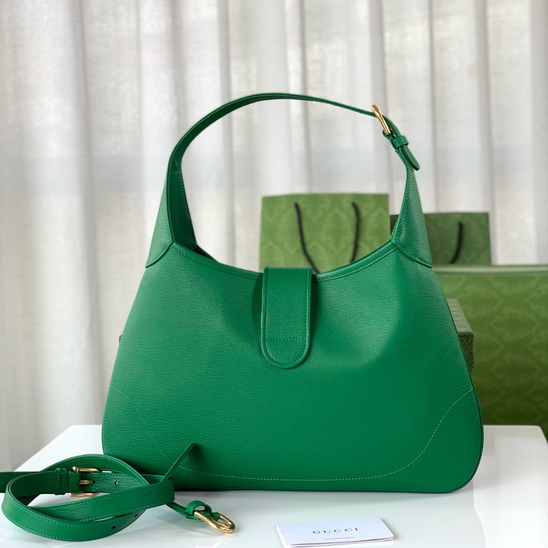 Gucci Aphrodite Medium Crescent Shoulder Bag 726274 (Green Goat Leather)