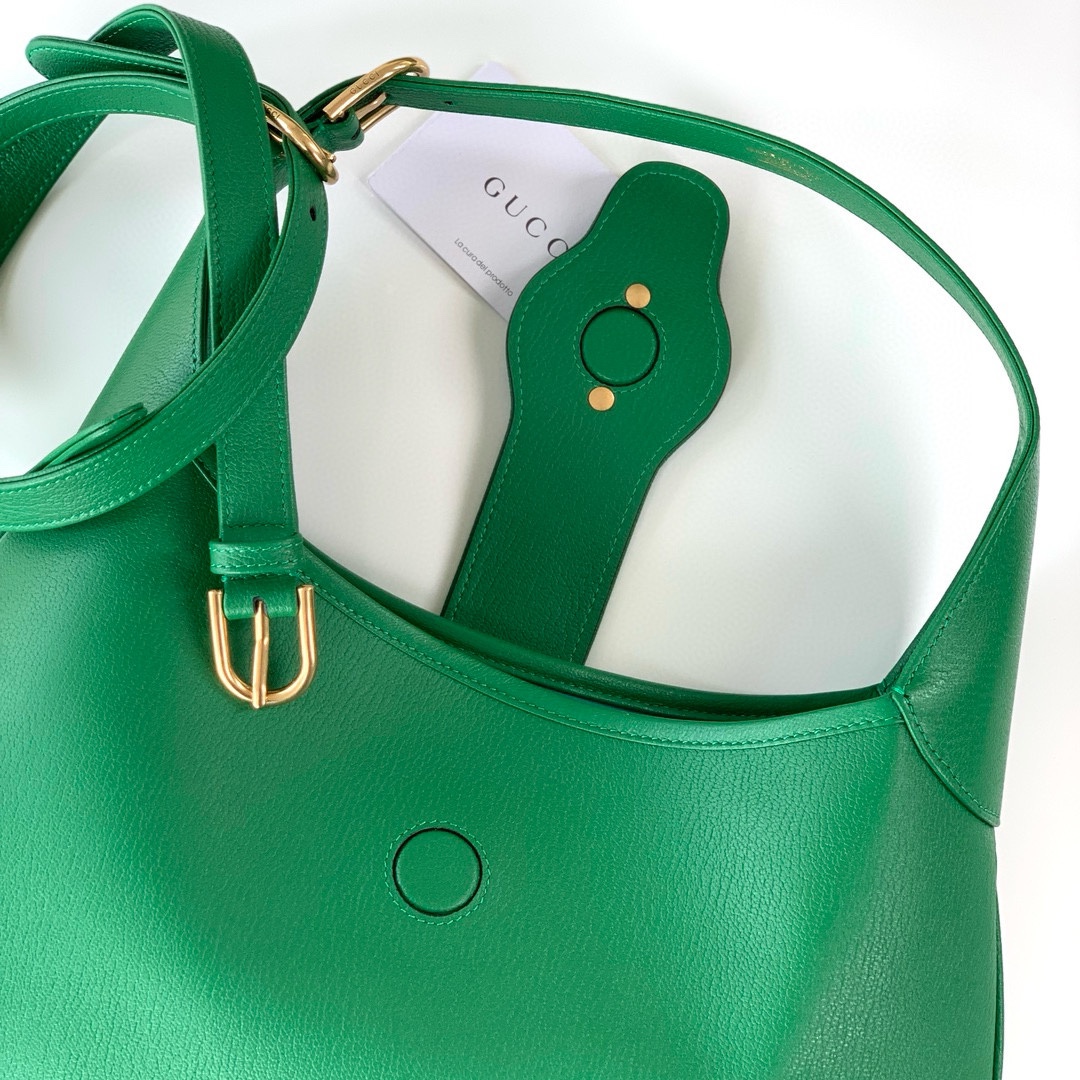 Gucci Aphrodite Medium Crescent Shoulder Bag 726274 (Green Goat Leather)