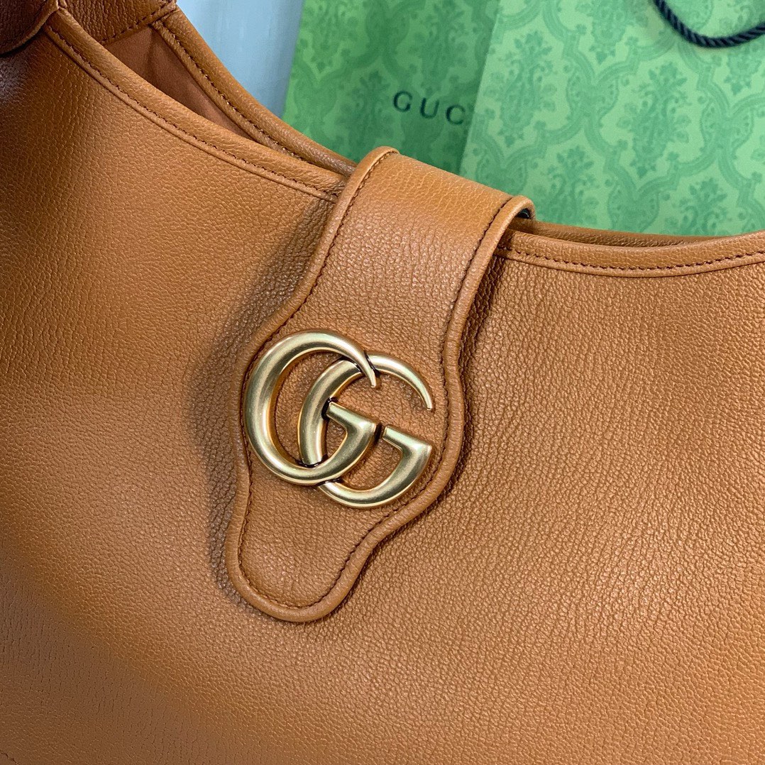 Gucci Aphrodite Medium Crescent Shoulder Bag 726274 (Brown Goat Leather)