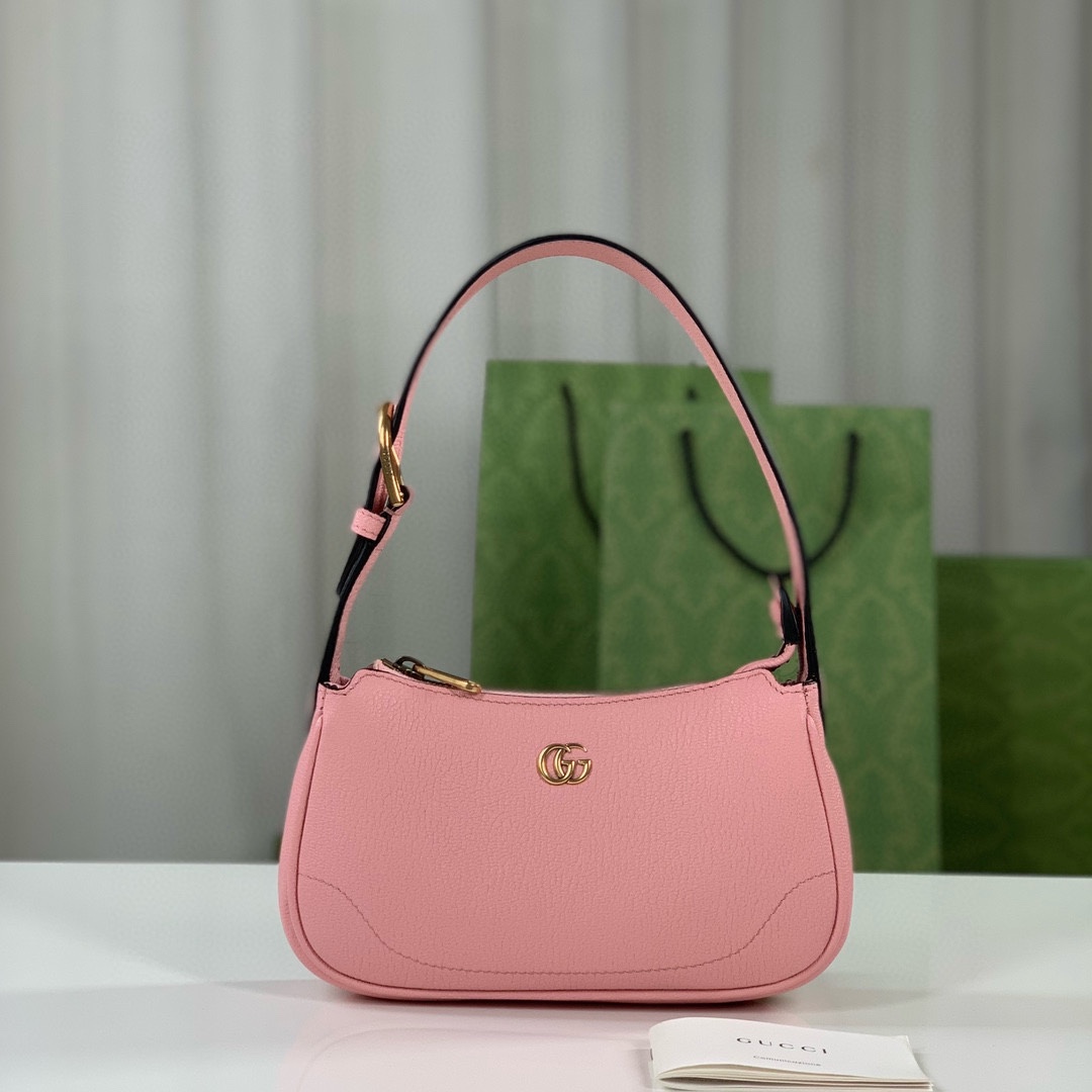 Gucci Aphrodite Double G Shoulder Bag 739076 (Pink Goat Leather)