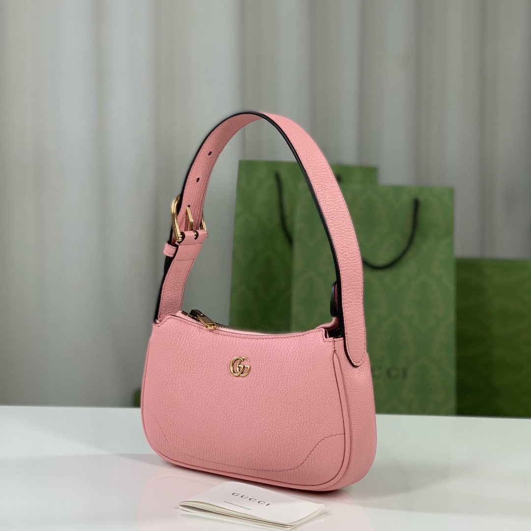  Gucci Aphrodite Double G Shoulder Bag 739076 (Pink Goat Leather)