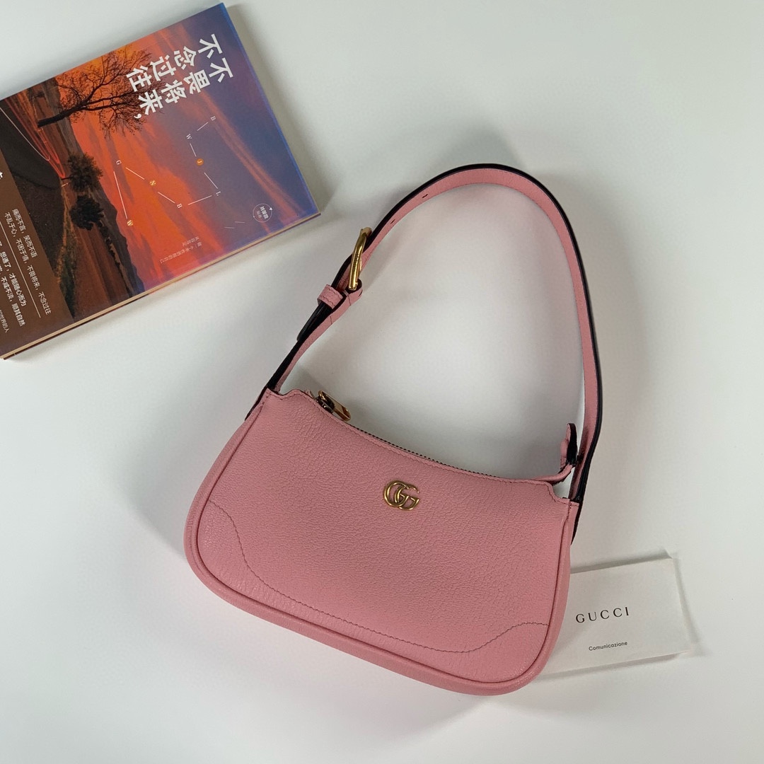  Gucci Aphrodite Double G Shoulder Bag 739076 (Pink Goat Leather)