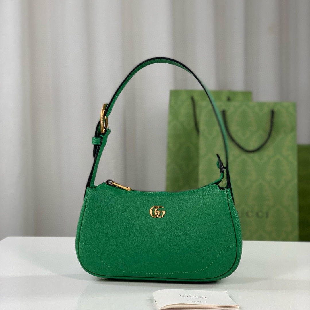 Gucci Aphrodite Double G Shoulder Bag 739076 (Green Goat Leather)