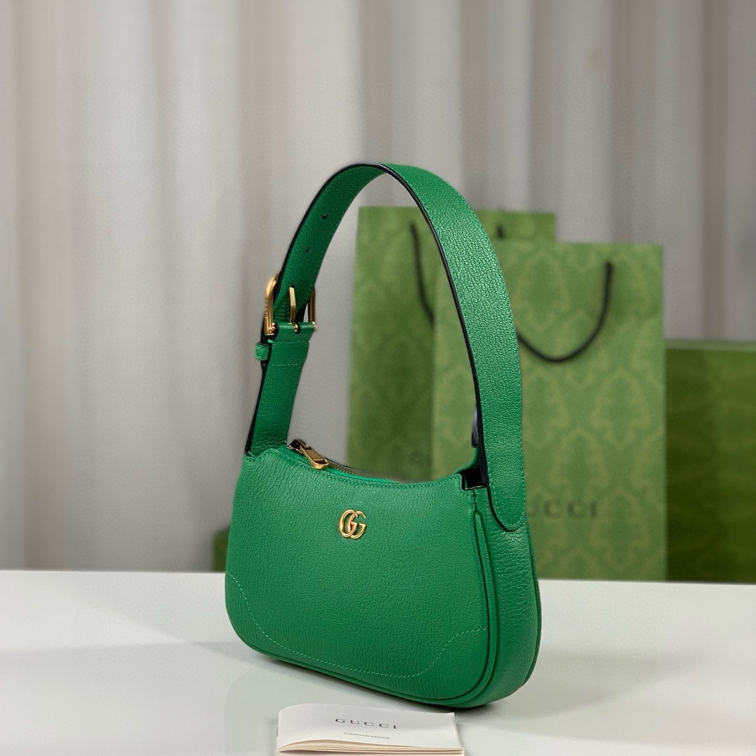 Gucci Aphrodite Double G Shoulder Bag 739076 (Green Goat Leather)