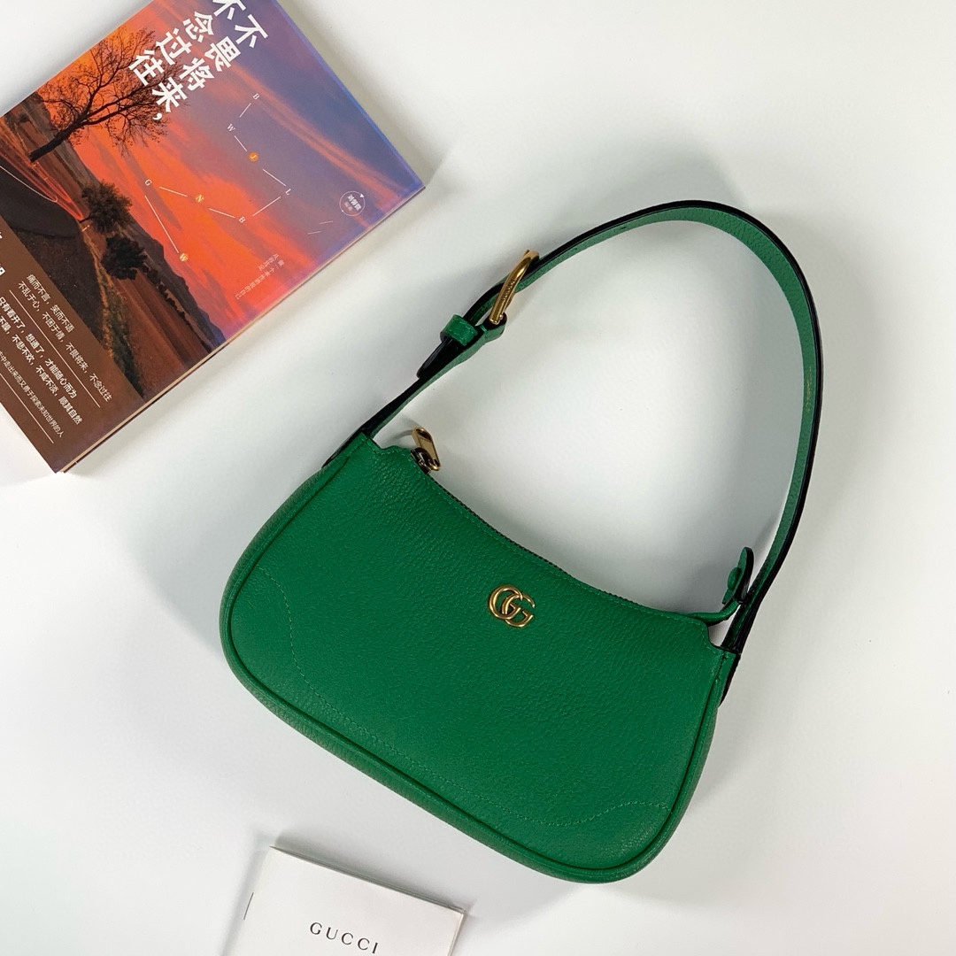 Gucci Aphrodite Double G Shoulder Bag 739076 (Green Goat Leather)