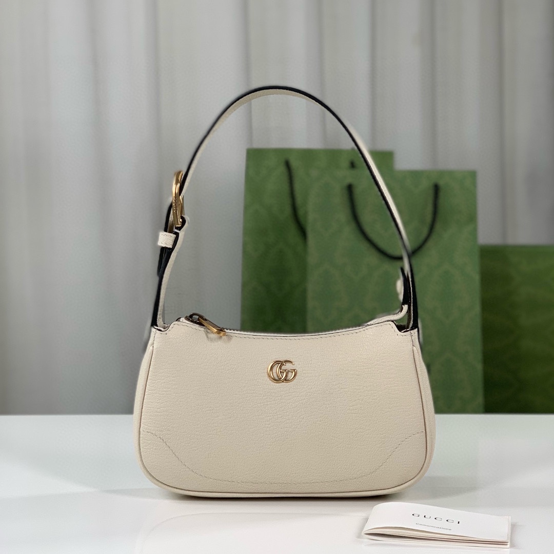 Gucci Aphrodite Double G Shoulder Bag 739076 (White Goat Leather)