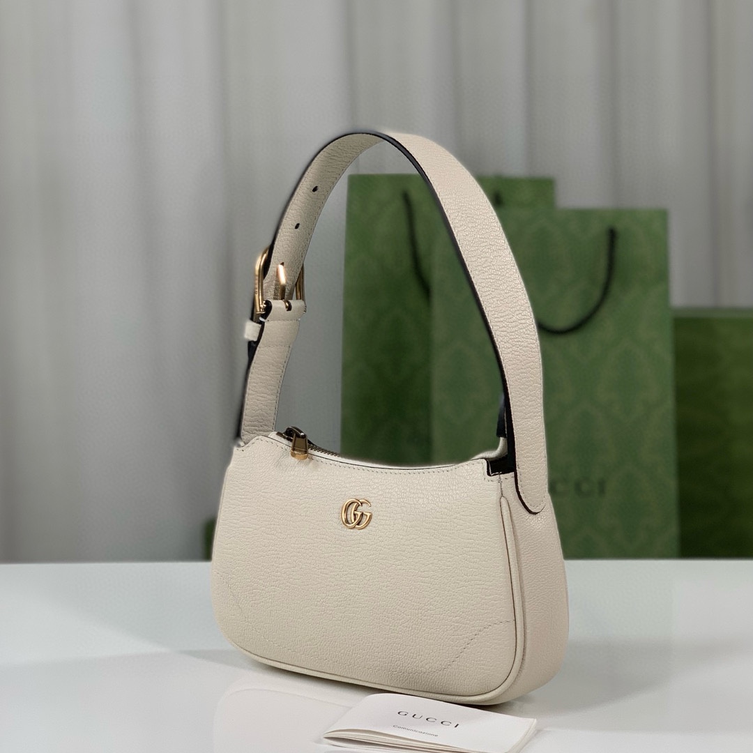 Gucci Aphrodite Double G Shoulder Bag 739076 (White Goat Leather)