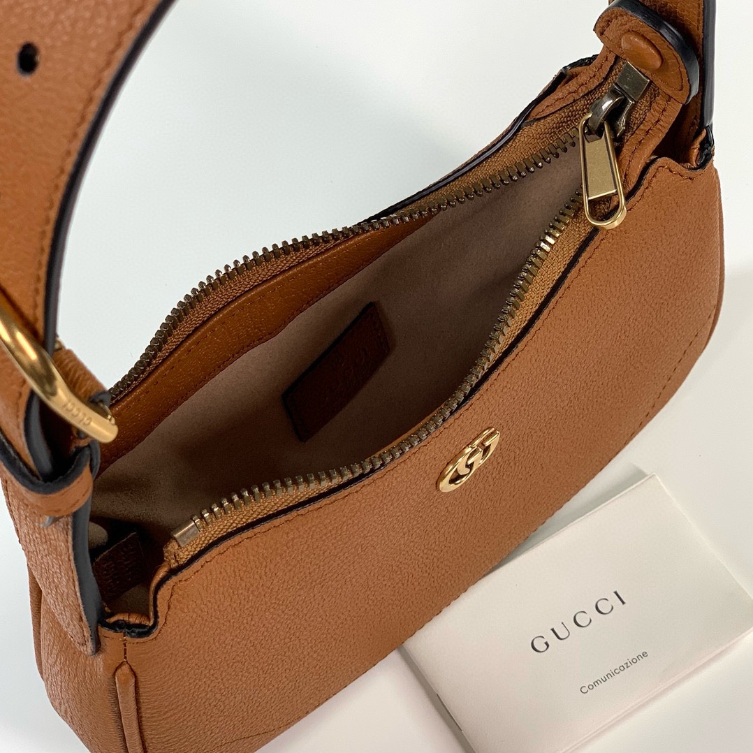 Gucci Aphrodite Double G Shoulder Bag 739076 (Brown Goat Leather)