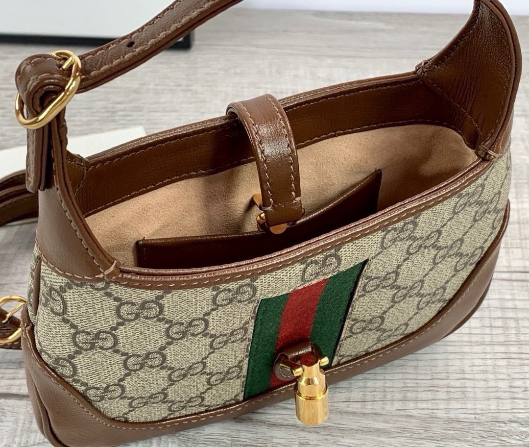 Gucci Jackie 1961 Mini Bag 637092 (Brown with Red and Green Web Stripe)