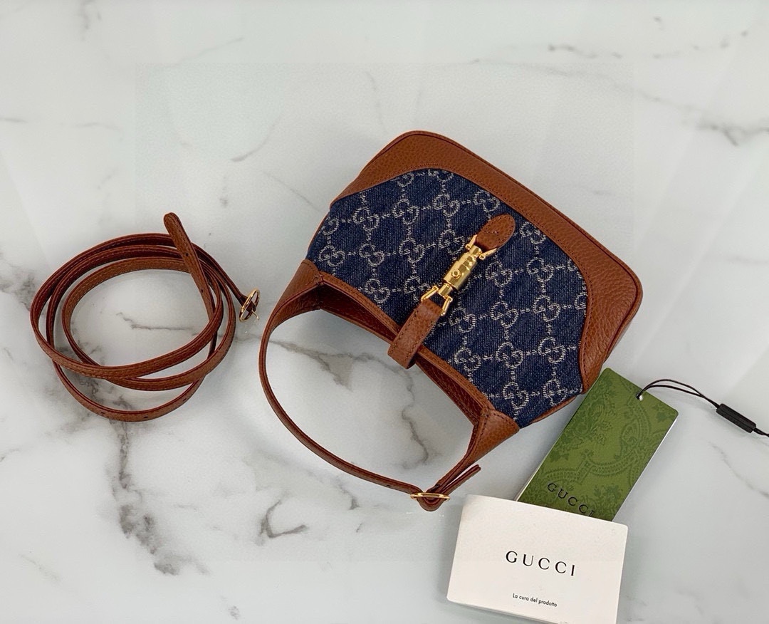 Gucci GG Denim Jackie 1961 Mini Bag 637092 (Blue Denim)