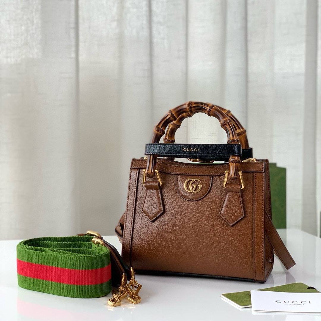 Gucci Diana Bamboo Mini Tote Bag 702732(Brown Leather)