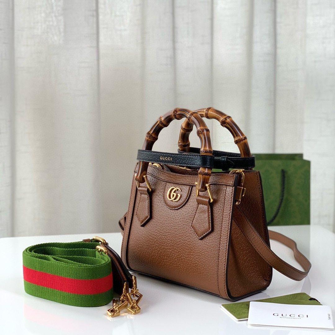 Gucci Diana Bamboo Mini Tote Bag 702732(Brown Leather)