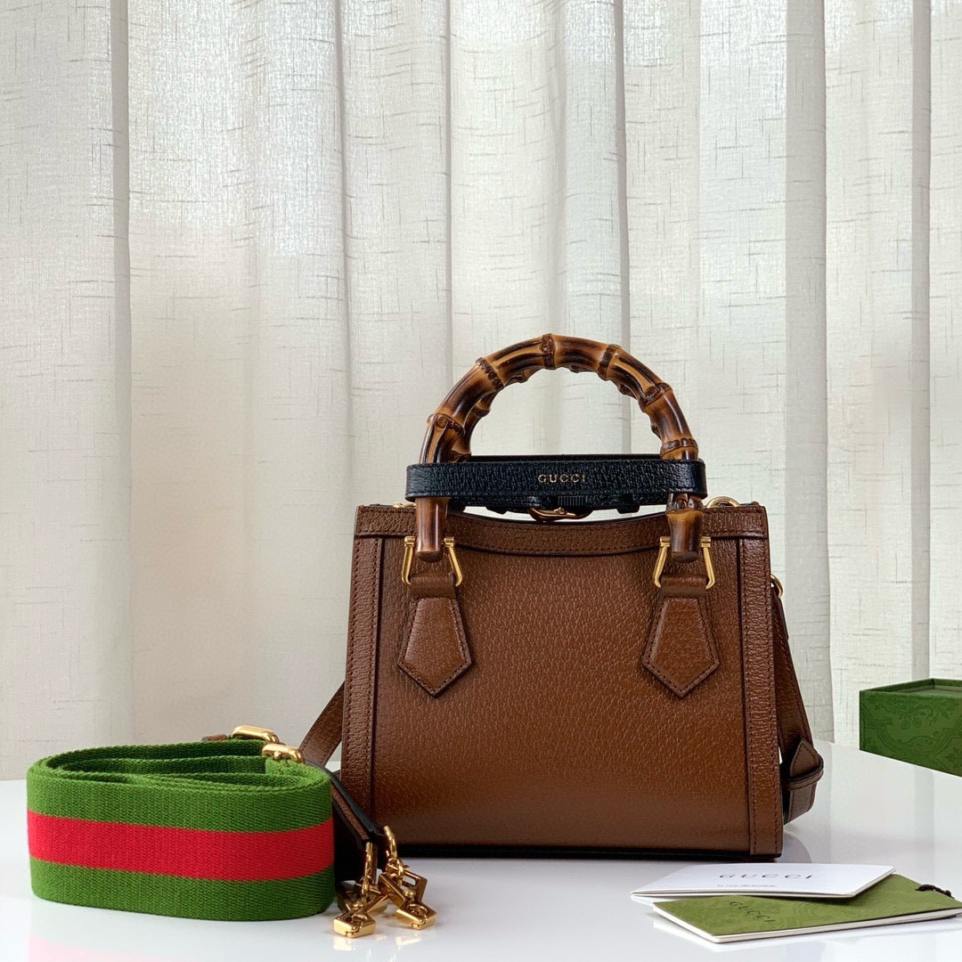 Gucci Diana Bamboo Mini Tote Bag 702732(Brown Leather)