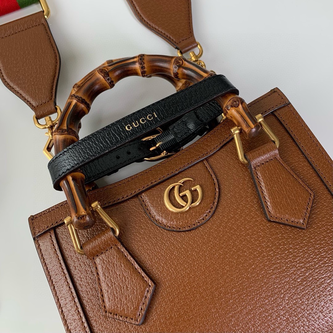 Gucci Diana Bamboo Mini Tote Bag 702732(Brown Leather)