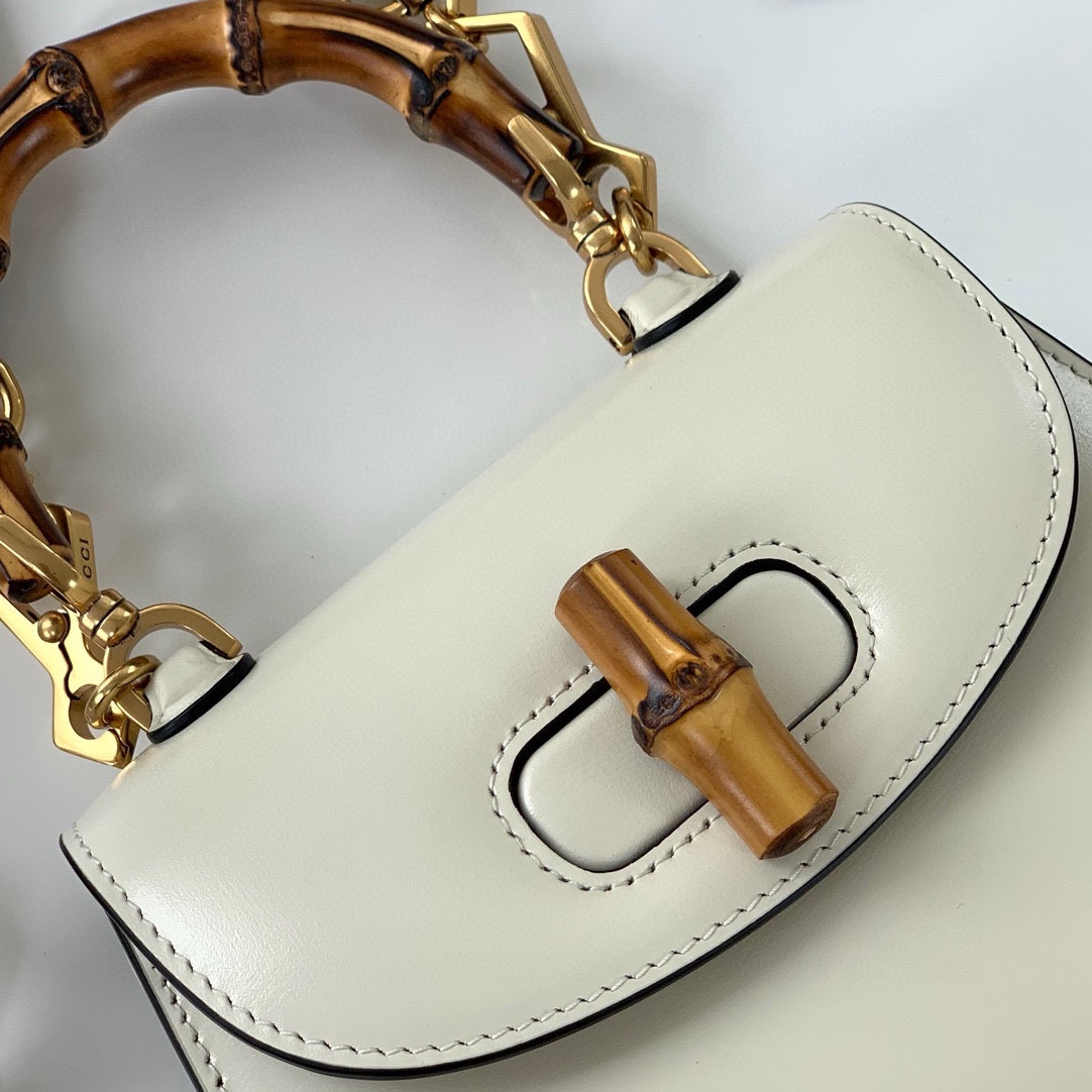 Gucci Diana Bamboo Top Handle Bag 686864 White Leather