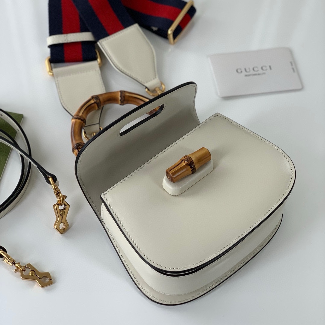 Gucci Diana Bamboo Top Handle Bag 686864 White Leather