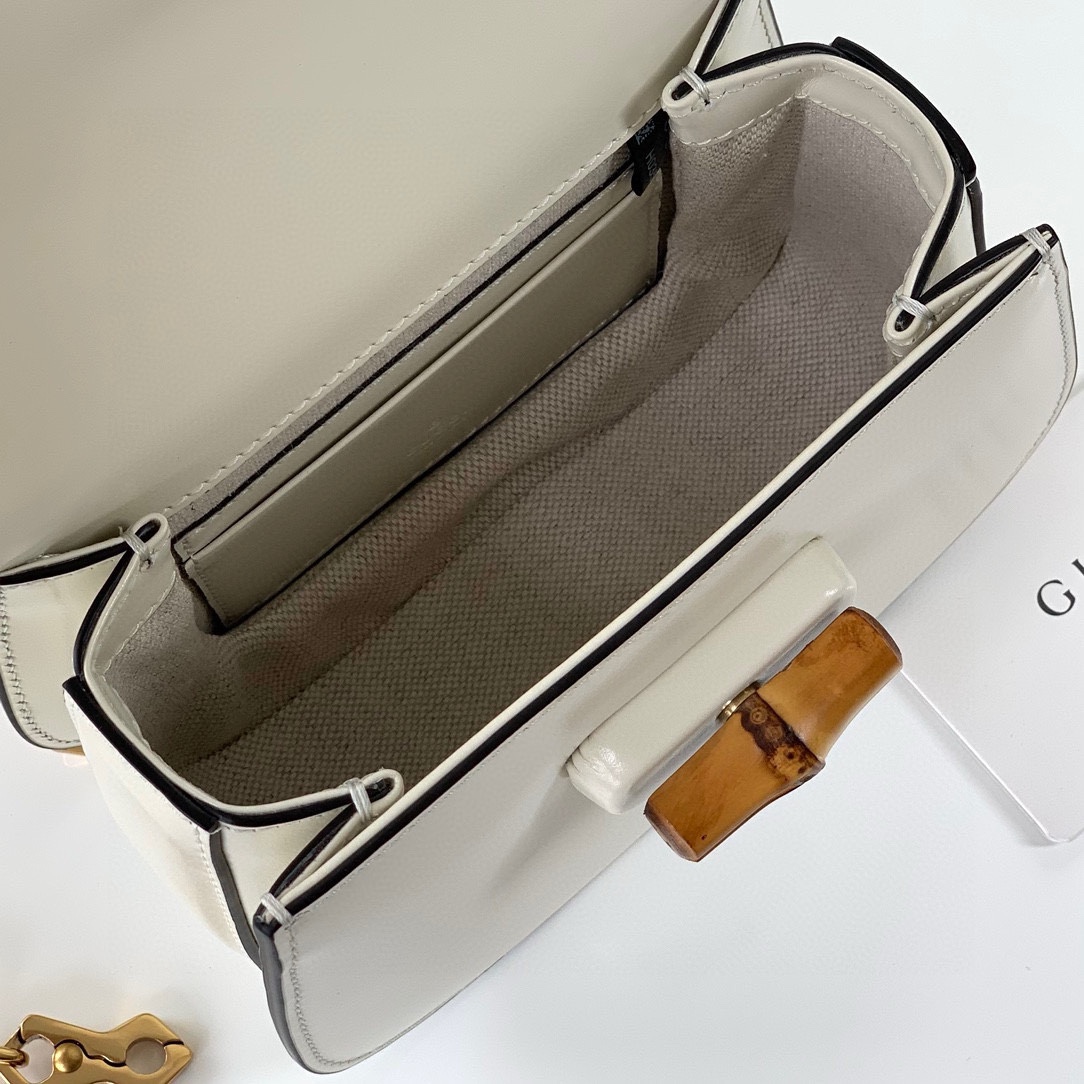 Gucci Diana Bamboo Top Handle Bag 686864 White Leather