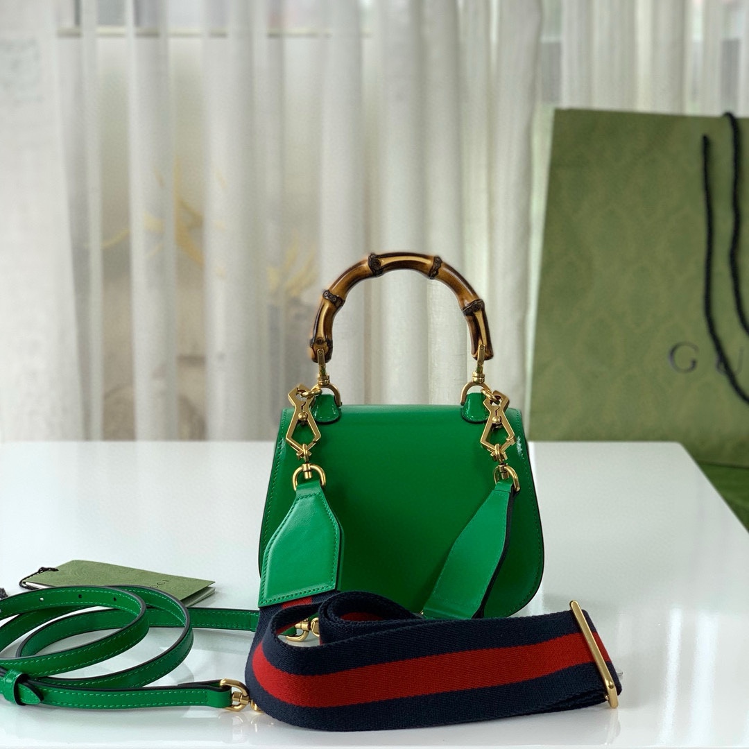 Gucci Diana Bamboo Top Handle Bag 686864 Green Leather