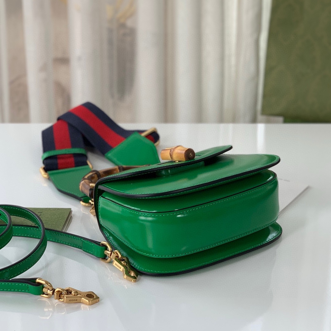 Gucci Diana Bamboo Top Handle Bag 686864 Green Leather