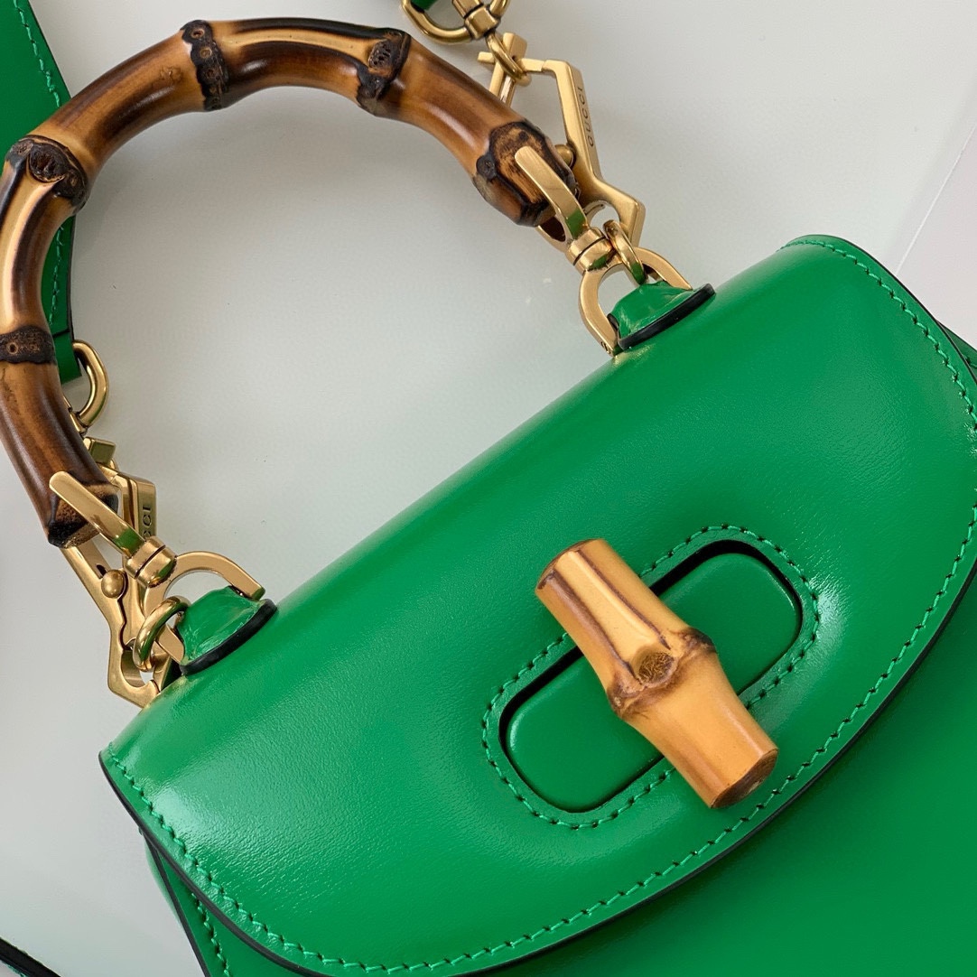 Gucci Diana Bamboo Top Handle Bag 686864 Green Leather