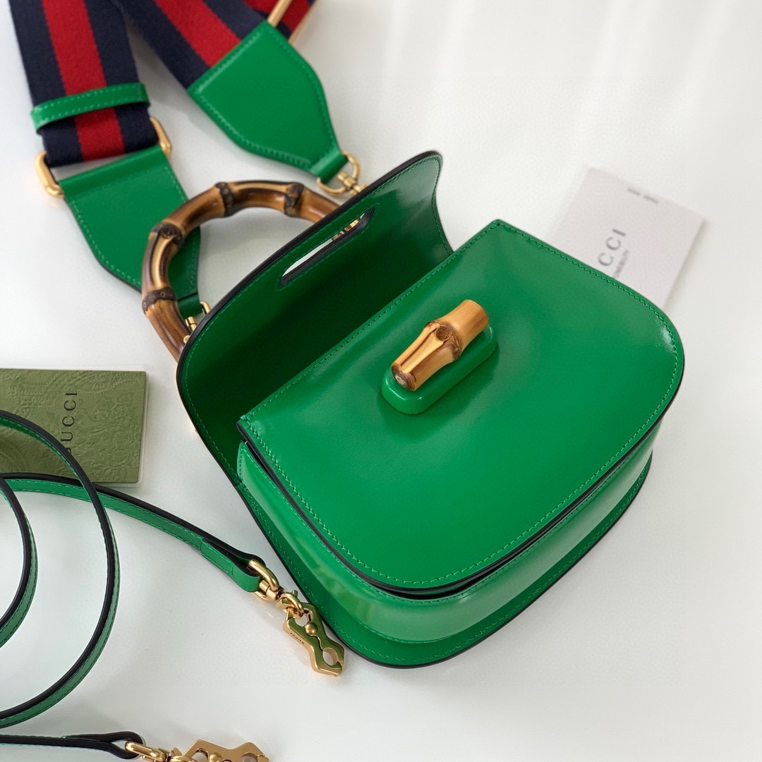 Gucci Diana Bamboo Top Handle Bag 686864 Green Leather