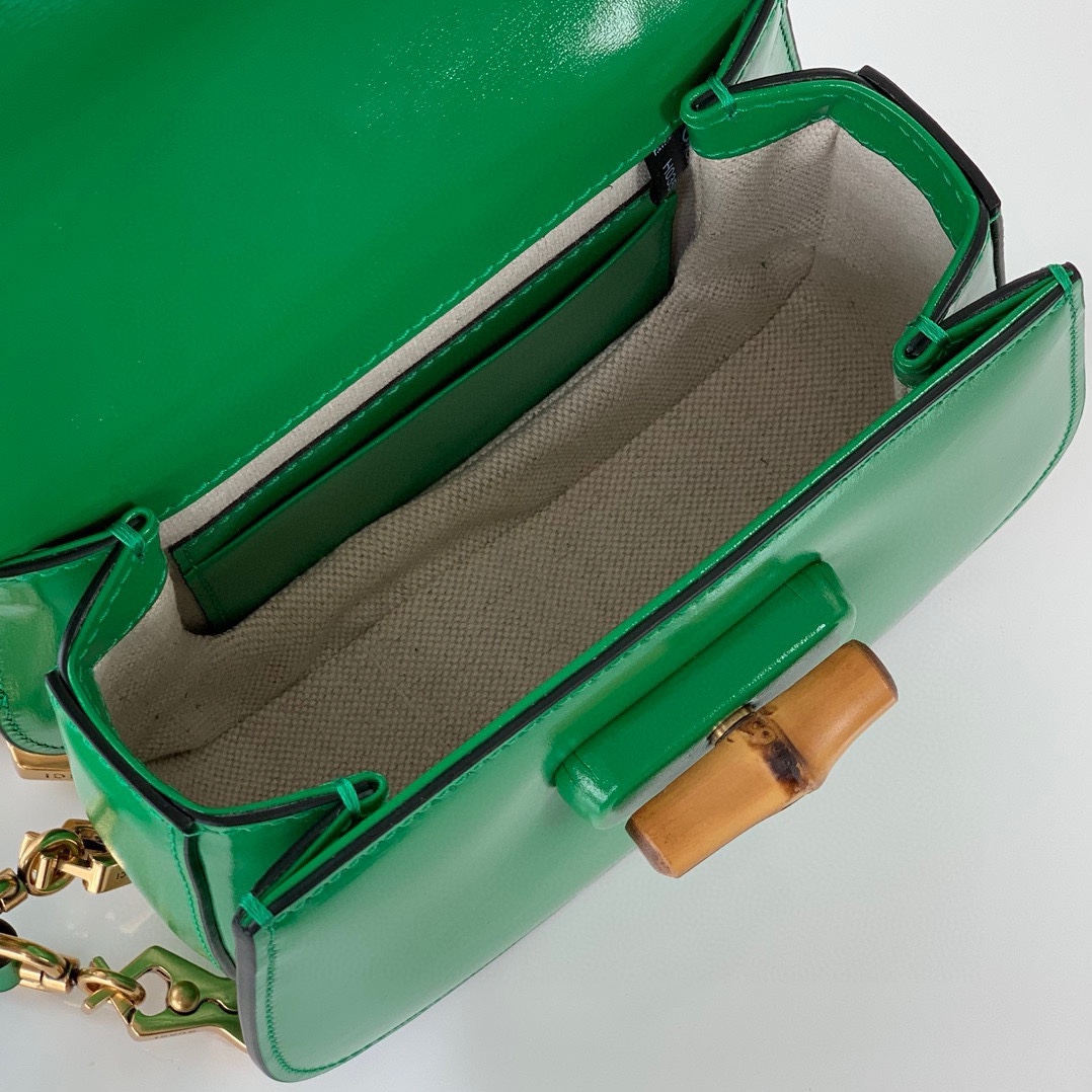 Gucci Diana Bamboo Top Handle Bag 686864 Green Leather