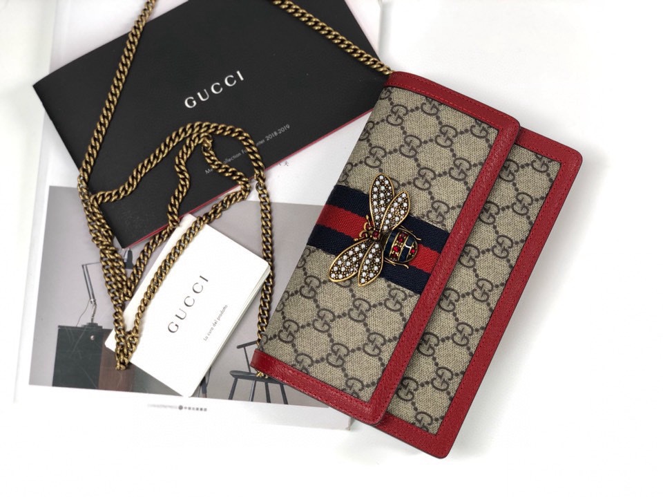 Gucci Original Quality Card Holder 476079 (Brown and Red)