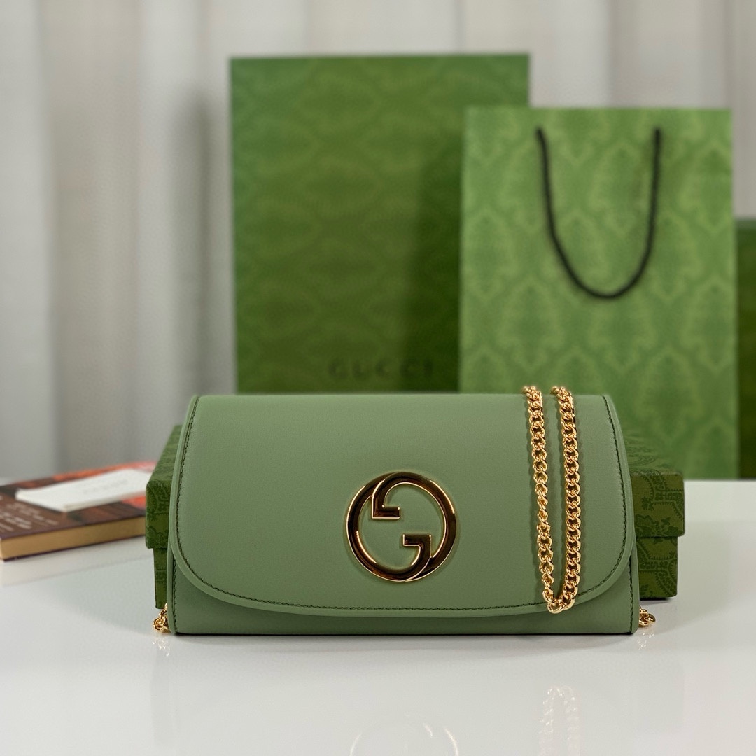 Gucci GG Blondie Chain Bag 725215 Green Leather