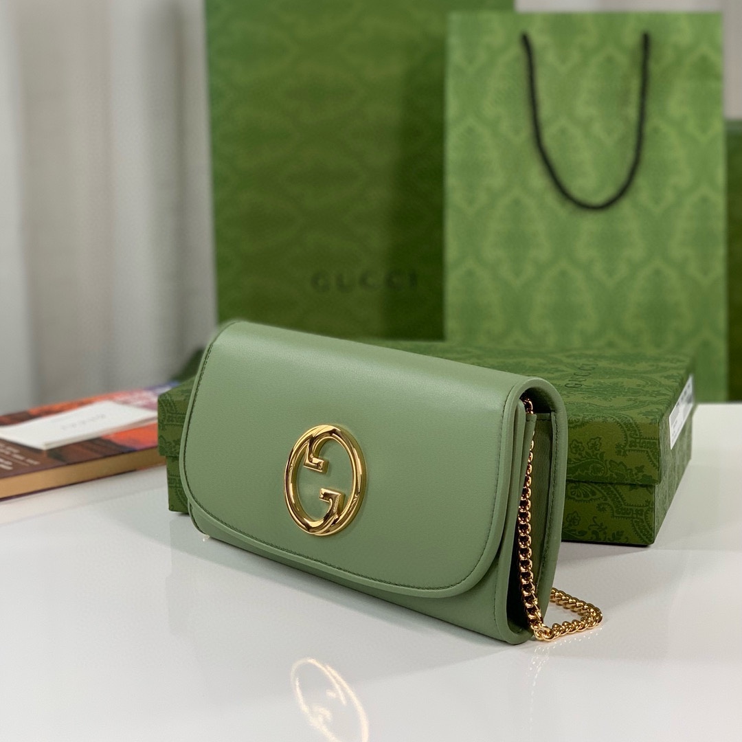 Gucci GG Blondie Chain Bag 725215 Green Leather