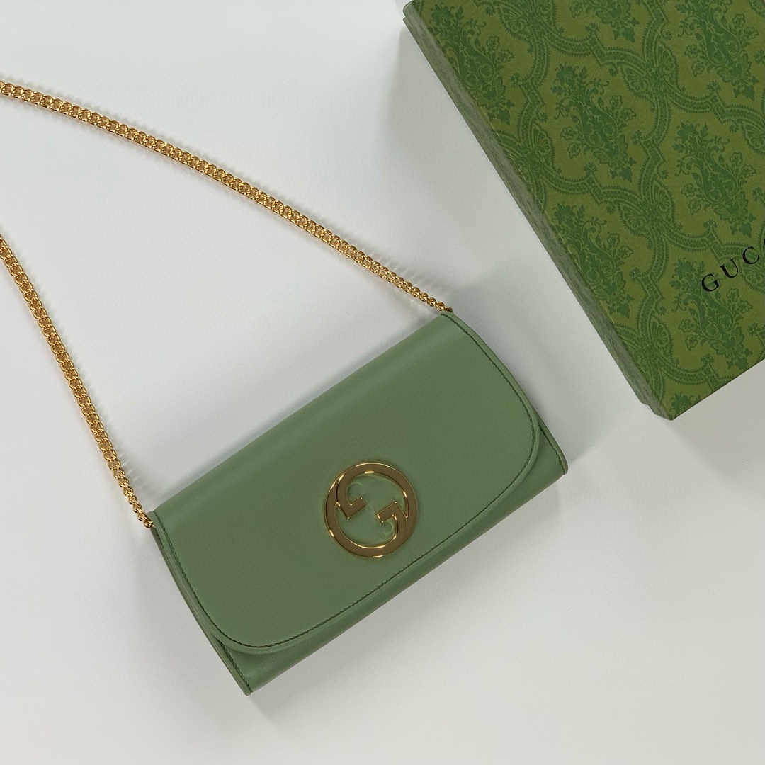 Gucci GG Blondie Chain Bag 725215 Green Leather