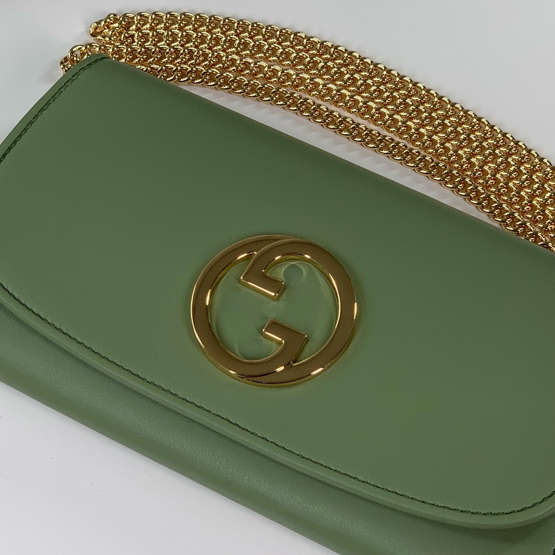 Gucci GG Blondie Chain Bag 725215 Green Leather