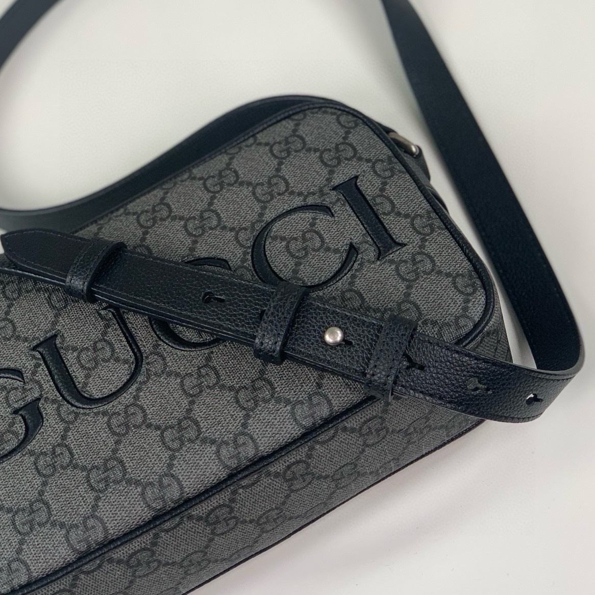 Gucci Shoulder Bag 768391 Grey and Black GG