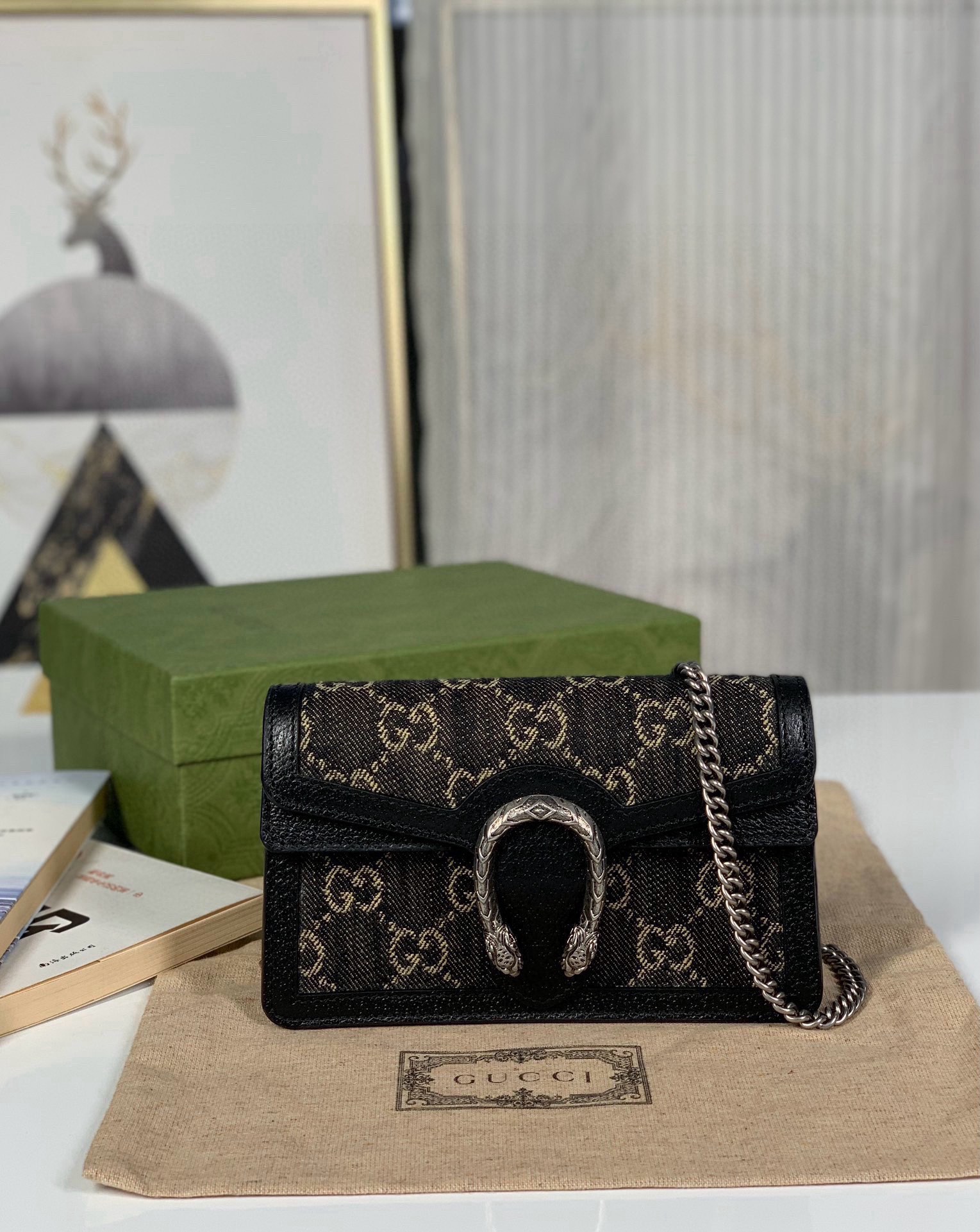 Gucci Dionysus Mini Chain Bag 476432 Black Denim