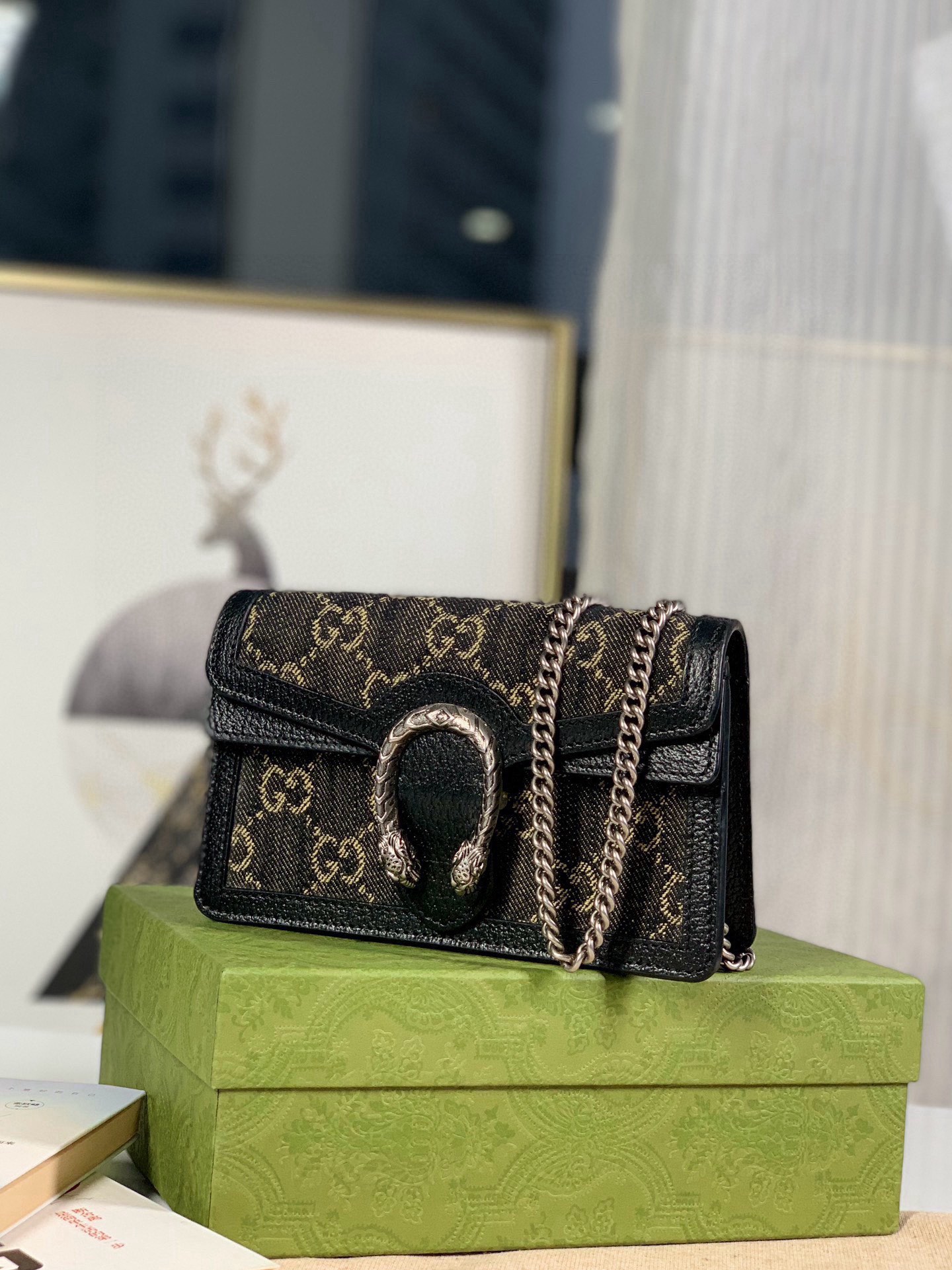 Gucci Dionysus Mini Chain Bag 476432 Black Denim