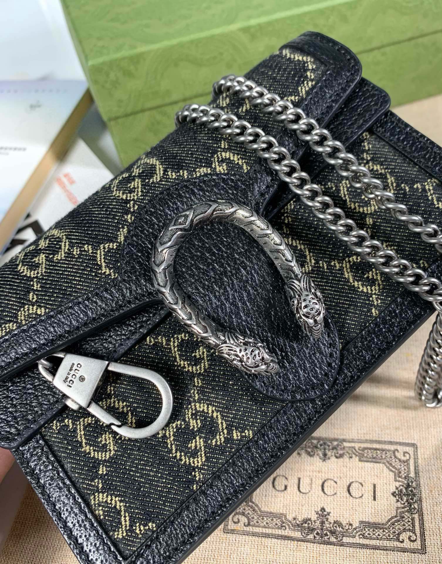 Gucci Dionysus Mini Chain Bag 476432 Black Denim